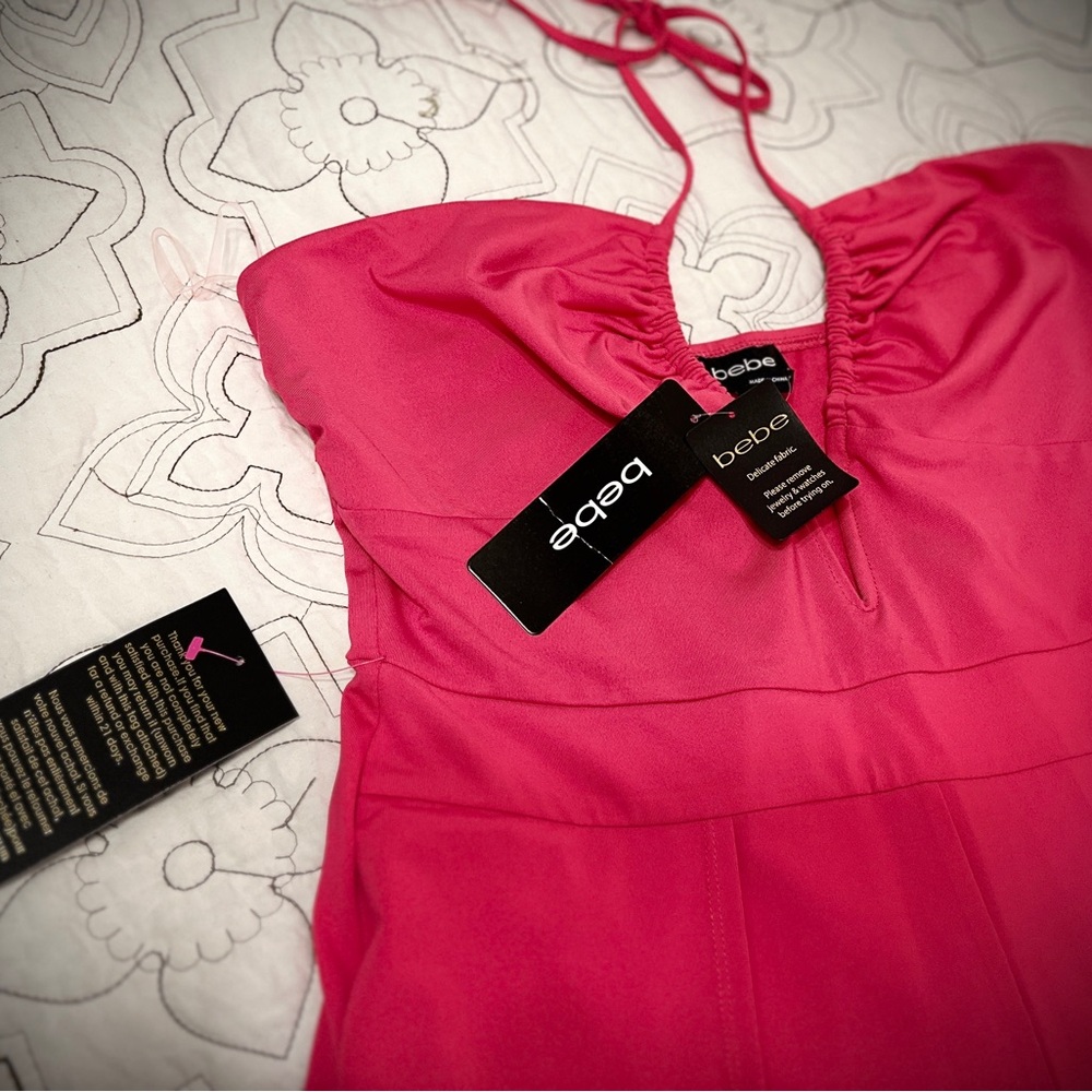 BEBE NWT Pink Strappy Slit Leg Jumpsuit - Picture 8 of 9